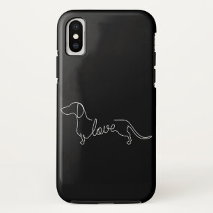 Funda Para iPhone X Dibujo de arte de amor de Dachshund Chiweenie Wien