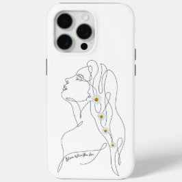 Funda Para iPhone 15 Pro Max Dibujo de arte de línea de mujer - Bloom donde est