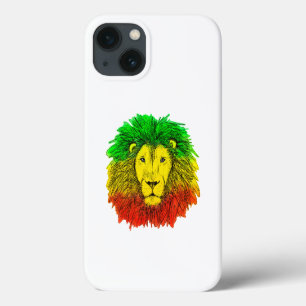 Funda Para iPhone 13 Dibujo de cabeza de león Rasta rojo amarillo verde