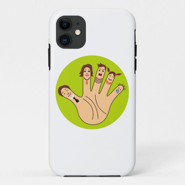 Funda De Case-Mate Para iPhone Dibujo de familia de dedos (Reverso)