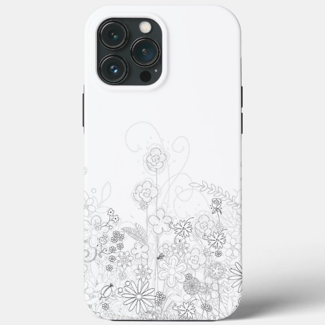 Funda De Case-Mate Para iPhone Dibujo de flor de lápiz (Reverso )