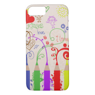 Funda Para iPhone 8/7 Dibujo de lápiz colorido
