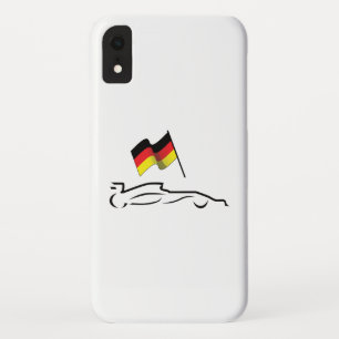 Funda Para iPhone XR Dibujo de línea de coche de carreras con bandera a