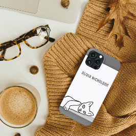 Funda Para iPhone 13 Pro Max Dibujo de línea personalizado de gato gatito