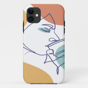 Funda Para iPhone 11 dibujo de líneas poster de la mujer tomando café