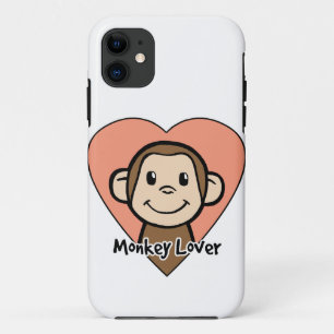 Funda Para iPhone 11 Dibujo de mono sonriente de amor en corazón