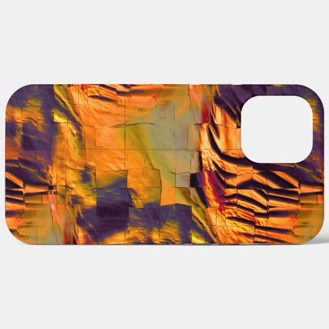 Funda De Case-Mate Para iPhone Dibujo de mosaico abstracto manchado, oro quemado  (Reverso (Horizontal))