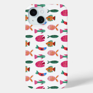 Funda Para iPhone 15 Dibujo de peces diminutos y coloridos con patrón c