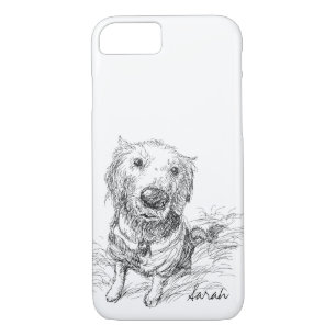 Funda Para iPhone 8/7 Dibujo de perro blanco negro nombre de esgrima