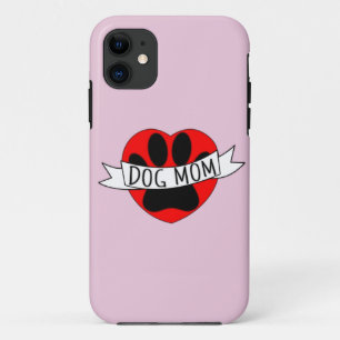 Funda Para iPhone 11 Dibujo De Perro Mamá Paw Y Corazón Rojo
