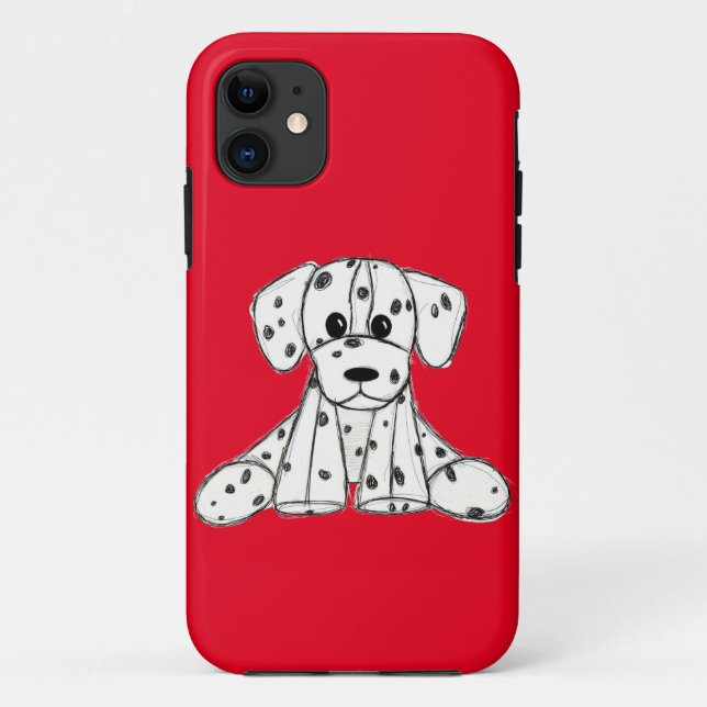 Funda De Case-Mate Para iPhone Dibujo de perros rellenos dálmatas esquema simple  (Reverso)