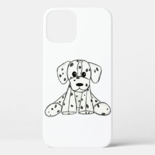 Funda Para iPhone 12 Pro Dibujo de perros rellenos dálmatas esquema simple 