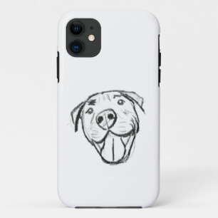 Funda Para iPhone 11 dibujo de pitbull simple amantes de perros negro b