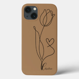 Funda Para iPhone 13 dibujo de rosa de flores negras corazón teléfono p