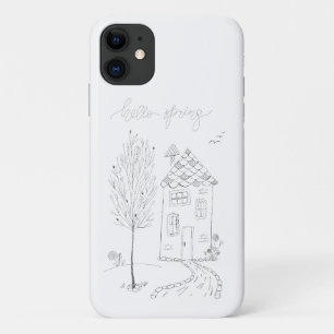 Funda Para iPhone 11 Dibujo de tinta de primavera de Hello