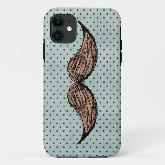 Funda De Case-Mate Para iPhone Dibujo del bigote y lunares divertidos de Brown (Reverso)