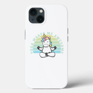 Funda Para iPhone 13 Dibujo divertido de un unicornio haciendo yoga. di