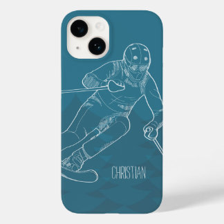 Funda Para iPhone 14 De Case-Mate Dibujo esquelero personalizado esbozado en azul