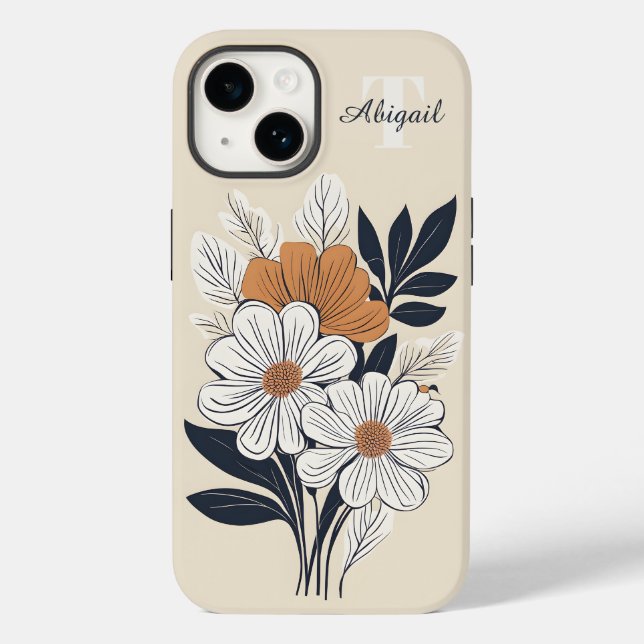 Funda De Case-Mate Para iPhone Dibujo floral de Boho (Reverso )