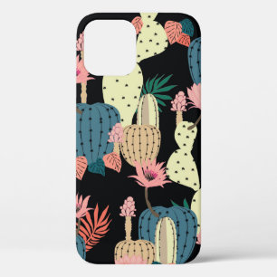 Funda Para iPhone 12 Dibujo manual Cactus Plant and flowers Seamless Pa