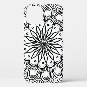 Funda Para iPhone 12 Dibujo manual de flores mandala