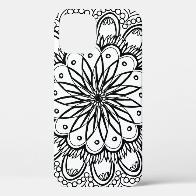 Funda De Case-Mate Para iPhone Dibujo manual de flores mandala (Reverso )