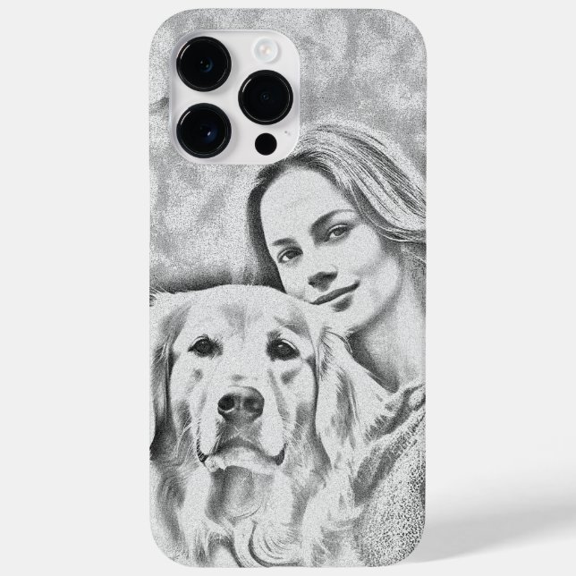 Funda De Case-Mate Para iPhone Dibujo personalizado de lápiz de Mascota fotográfi (Reverso)