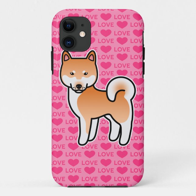 Funda De Case-Mate Para iPhone Dibujo Rojo Shiba Inu Amor (Reverso)
