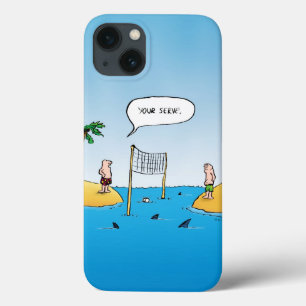 Funda Para iPhone 13 Dibujos Animados Divertidos de Voleibol de Tiburón
