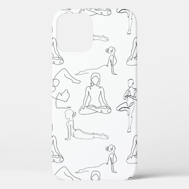 Funda De Case-Mate Para iPhone dibujos de líneas de posiciones de yoga blanco (Reverso )