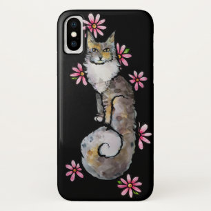 Funda Para iPhone X Diluir el capuchón rosado del gato calico