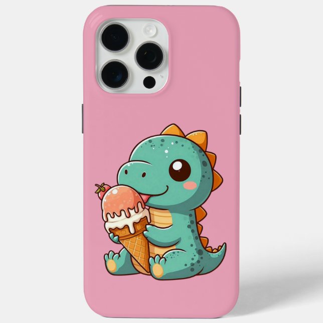 Funda De Case-Mate Para iPhone Dino de comer helado lindo (Reverso )