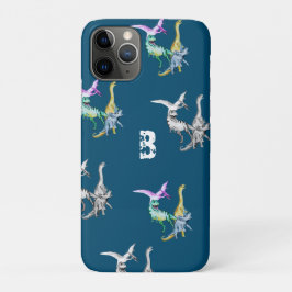 Funda Para iPhone 11 Pro Dinosaur Monograma Infantil Acuarela