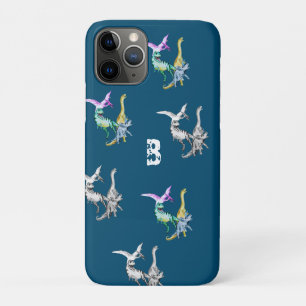 Funda Para iPhone 11 Pro Dinosaur Monograma Infantil Acuarela