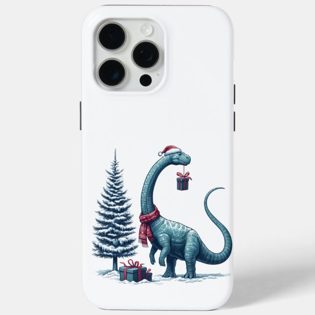 Funda De Case-Mate Para iPhone dinosaurio Brontosaurio de Navidad (Reverso )