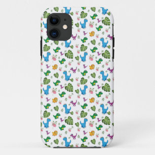 Funda Para iPhone 11 Dinosaurio gracioso, hojas