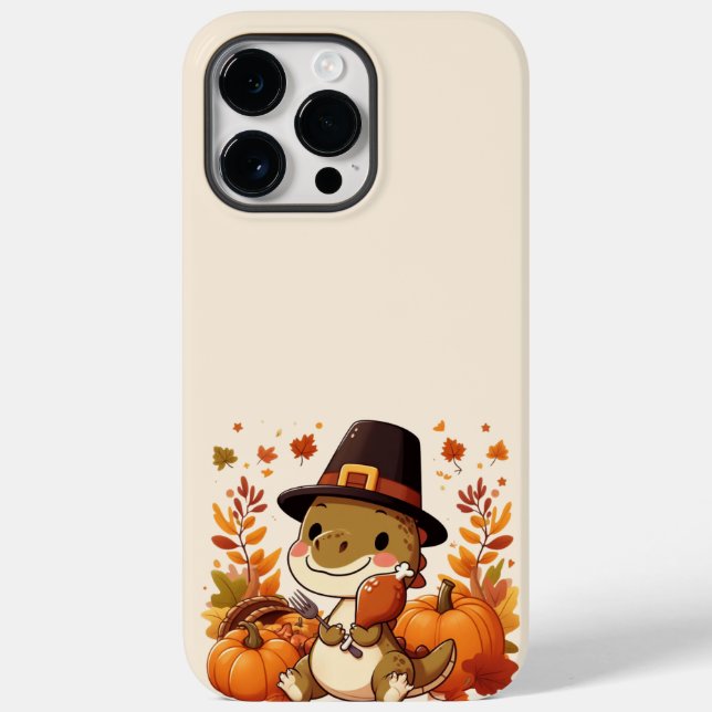 Funda De Case-Mate Para iPhone Dinosaurio lindo de acción de gracias (Reverso )