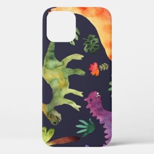 Funda Para iPhone 12 Dinosaurios florales: Diseño de tela acuarela