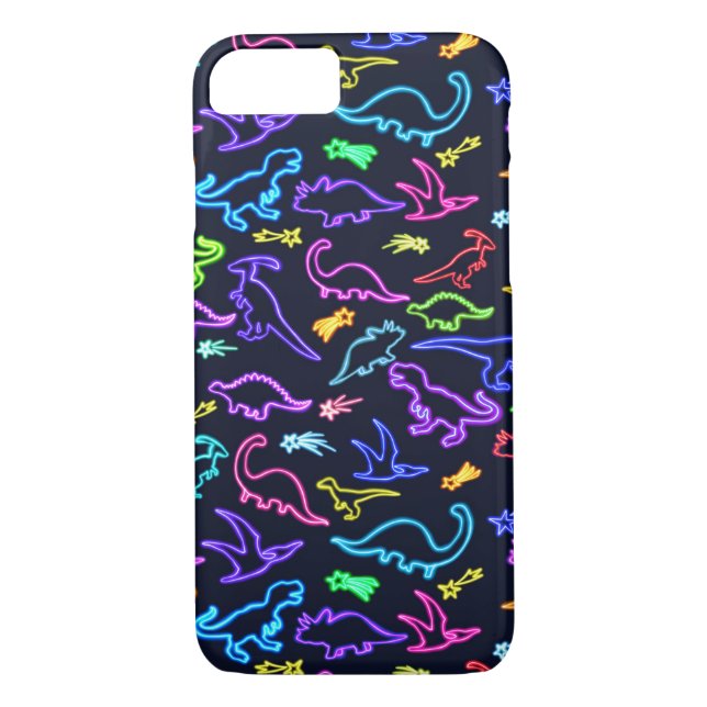 Funda De Case-Mate Para iPhone Dinosaurios neones (Reverso)
