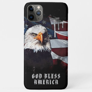 Funda Para iPhone 11 Pro Max *~* DIOS BENDIGAN A AMERICA AP16 EAGLE de bandera