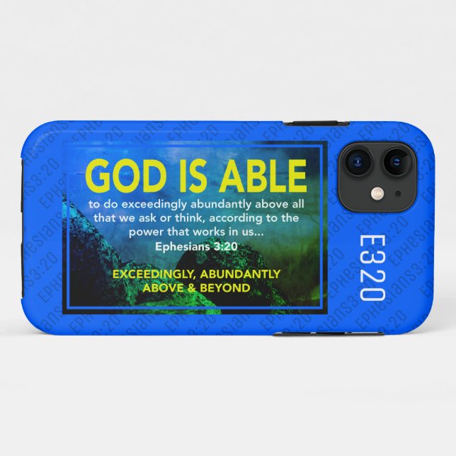 Funda De Case-Mate Para iPhone DIOS ES CAPAZ | Efesios 3:20 Azul cristiano (Reverso (horizontal))