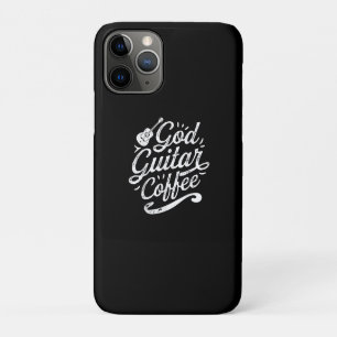 Funda Para iPhone 11 Pro Dios Guitarra Coffee Music Lover Gracioso Cristian