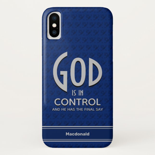 Funda De Case-Mate Para iPhone DIOS Personalizado Cristiano ESTÁ EN CONTROL Azul (Reverso)