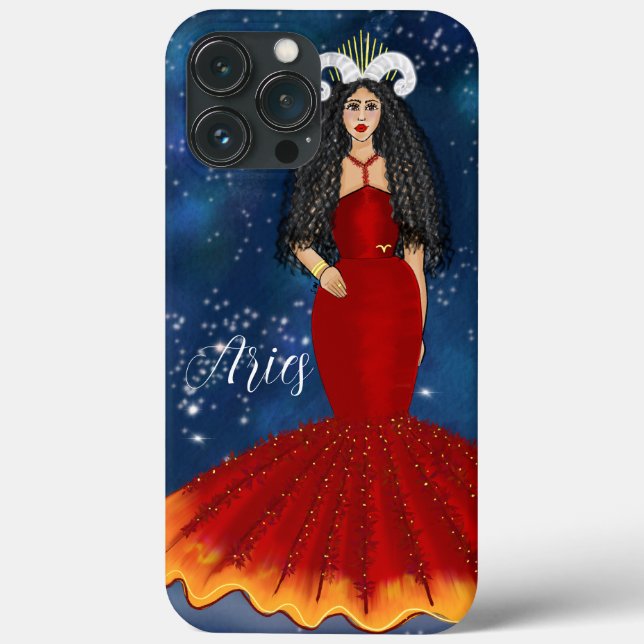 Funda De Case-Mate Para iPhone Diosa de Aries Zodiac en celeste azul (Reverso )