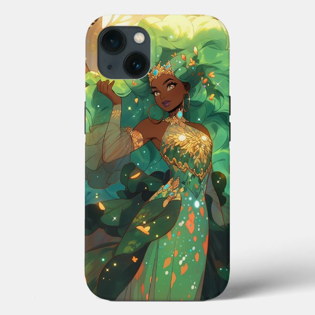 Funda De Case-Mate Para iPhone Diosa de la naturaleza Arte de fantasía afroameric (Reverso )