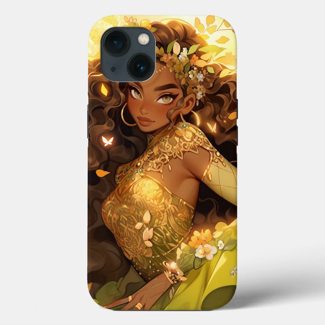 Funda De Case-Mate Para iPhone Diosa de la naturaleza Arte de fantasía afroameric (Reverso )