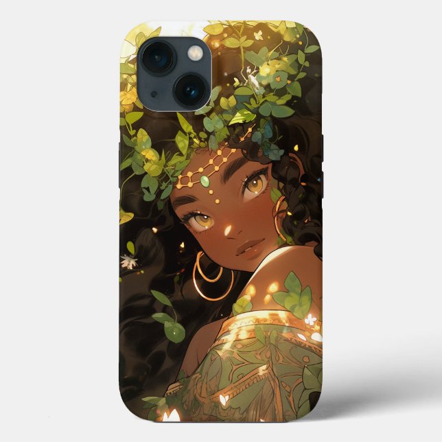 Funda De Case-Mate Para iPhone Diosa de la naturaleza Arte de fantasía afroameric (Reverso )