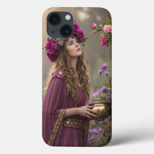 iPhone 13 Diosa Floral Elegante - Funda Artística para Móvil