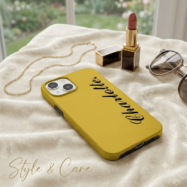 Funda Para iPhone 14 De Case-Mate Diseña tu propio nombre en este dorado metálico