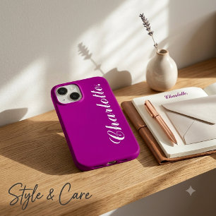 Funda Para iPhone 14 De Case-Mate Diseña tu propio nombre en este púrpura